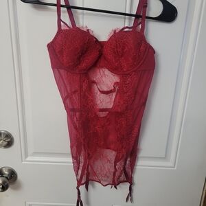 Victoria's Secret Red Lace Mesh Chemise